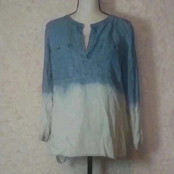 Cloth & Stone Blue Ombre Tencel Popover Western Shirt - Picture 3 of 7